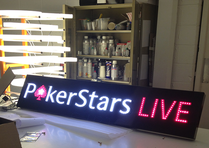 Poker stars illuminated signs