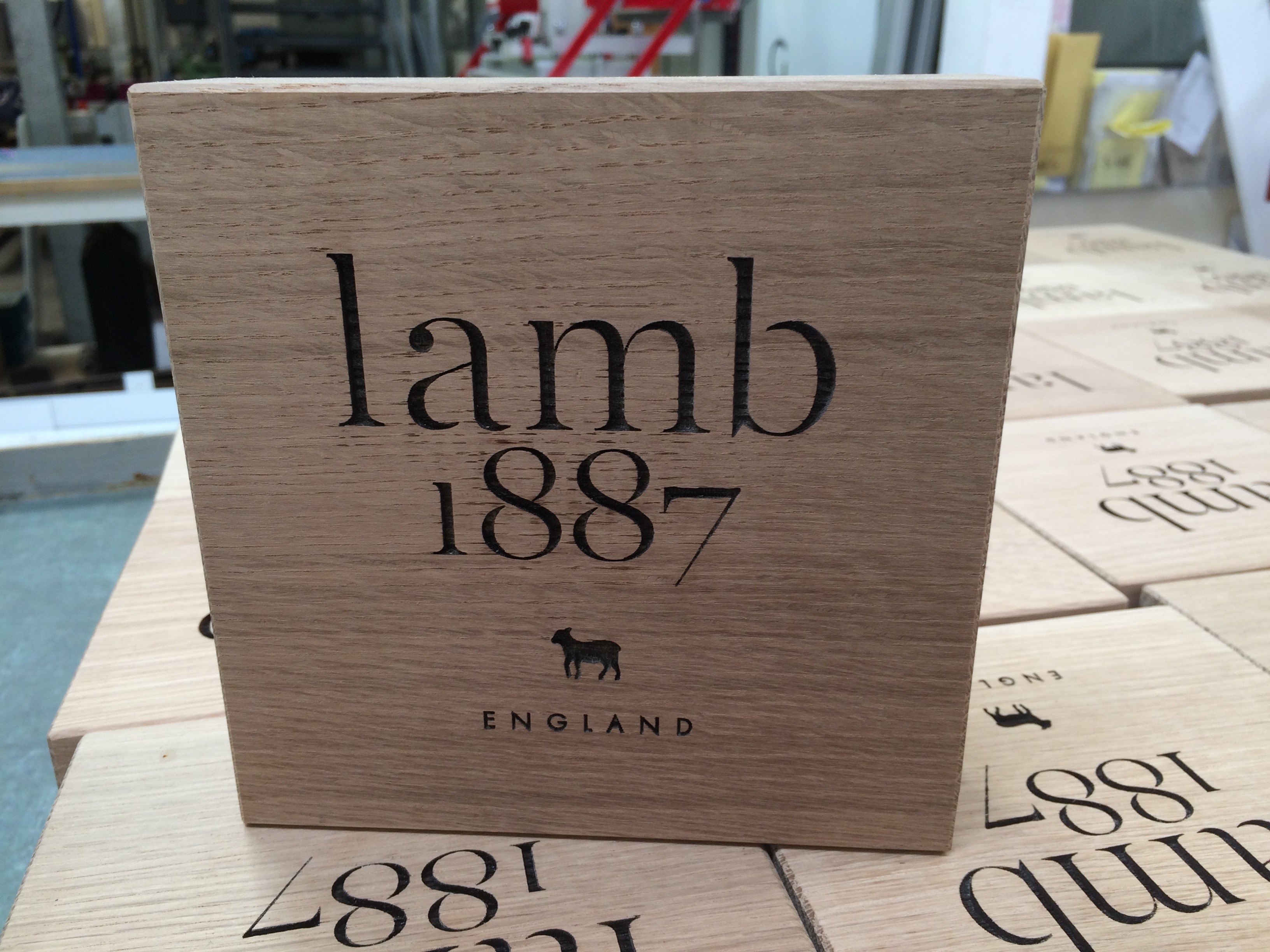 Lamb wooden laser engraved branding blocks